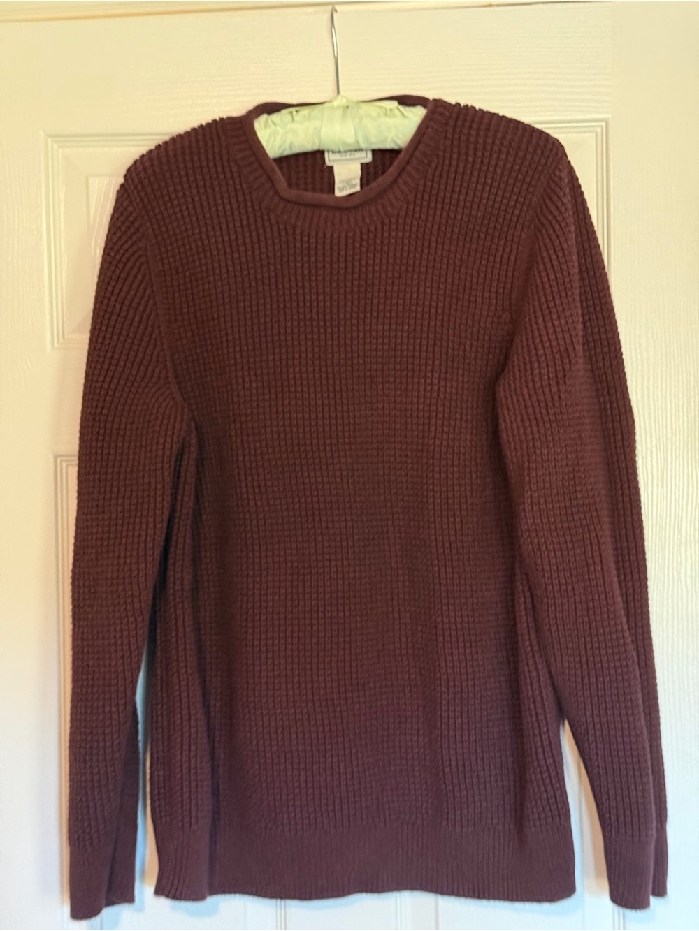 L.L. Bean Men's Crewneck Waffle Knit Sweater - Burgundy
